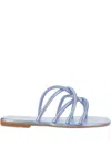 Kimai Leather Flat Sandals In Animal Print