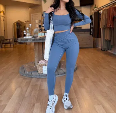 Kimberly C Balletcore Top & Leggings Set In Blue