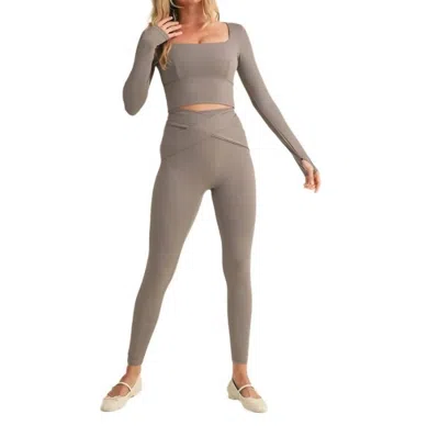 Kimberly C Balletcore Top & Leggings Set In Taupe