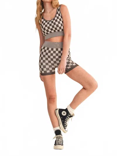 Kimberly C Checkmate Crop Two Piece Set In Brown In Black