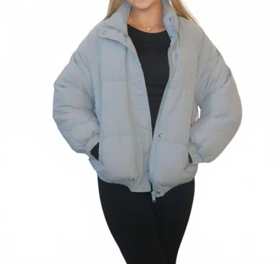 Kimberly C Chloe Puffer Long Sleeve Jacket In Blue Gray In Multi