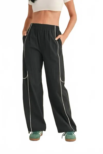 Kimberly C Contrast Piping Track Pants In Black