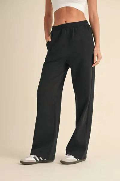 Kimberly C Cozy Fleece Wide Leg Sweatpants In Black In Multi