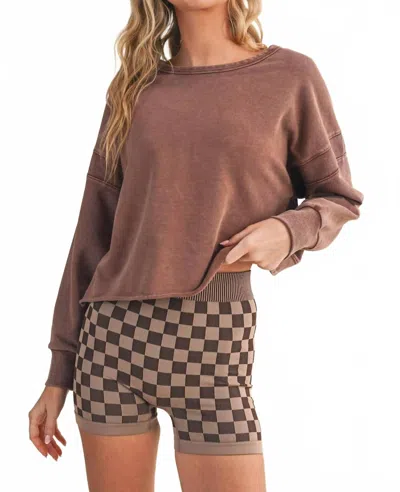 Kimberly C Cutout Back Layering Sweatshirt In Chocolate In Multi