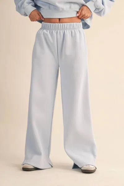 Kimberly C Fleece Wide Leg Sweatpants In Blue