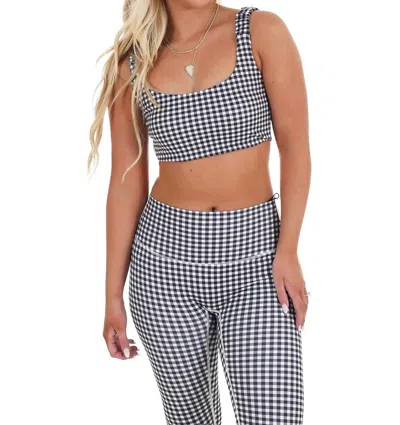 Kimberly C Gingham Glow Ruched Bra Top In Black In Multi