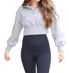 Kimberly C Half Zip Elastic Waist Sweater In Grey In Grey