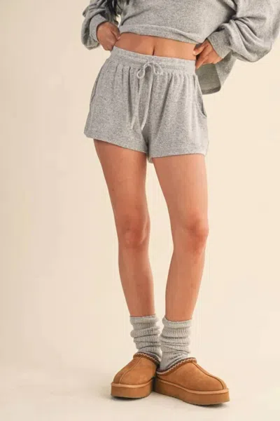 Kimberly C Jilly Soft Brushed Hacci Lounge Shorts In Grey In Gray
