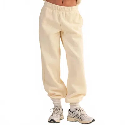 Kimberly C Laura Cozy Fleece Joggers In Cream In Multi