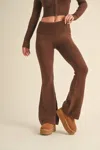 Kimberly C Lissy Foldover Flare Knit Sweater Pants In Chocolate In Gold