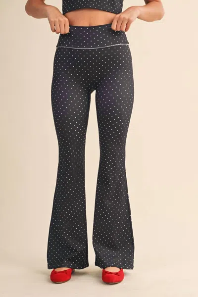 Kimberly C Polka Dot Flare Pants With Lace Trim In Black Polka Dot