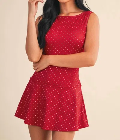 Kimberly C Polka Dot Print A-line Mini Dress With Drop Waist In Red Polka Dot