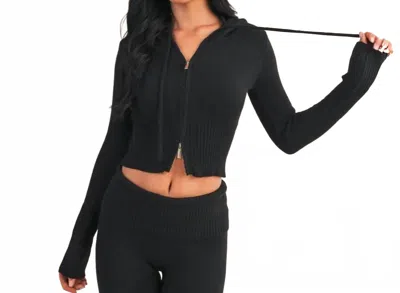 Kimberly C Stella Knit Zip Up Hoodie In Black