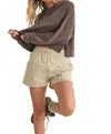 Kimberly C Super Soft Air Scuba Oversized Crop Hoodie In Chocolate In Gold