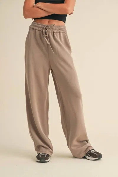 Kimberly C Super Soft Air Scuba Wide Leg Pants In Taupe In Grey