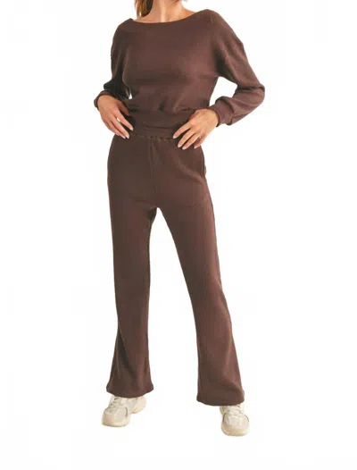 Kimberly C Waffle Knit Lounge Pants In Brown