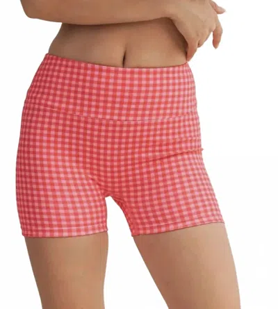 Kimberly C Women's Biker Shorts In Gingham Print In Pink