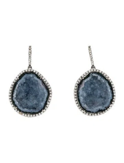 Pre-owned Kimberly Mcdonald 18k 1.05ctw Diamond & Geode Drop Earrings In Multi