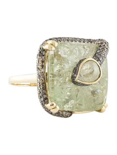 Pre-owned Kimberly Mcdonald 18k Beryl & Diamond Snake Ring In Multi