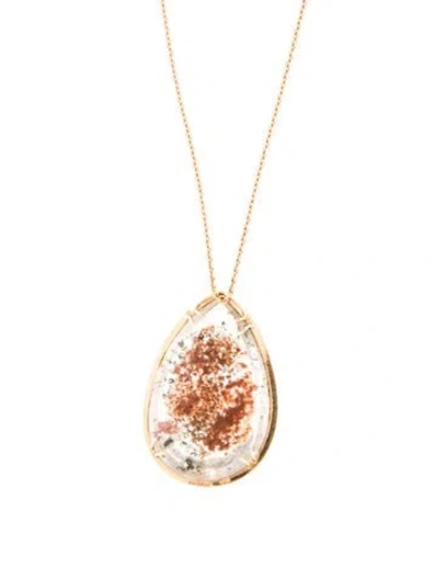 Pre-owned Kimberly Mcdonald 18k Dendritic Quartz & Diamond Pendant Necklace, 18.5" In Multi