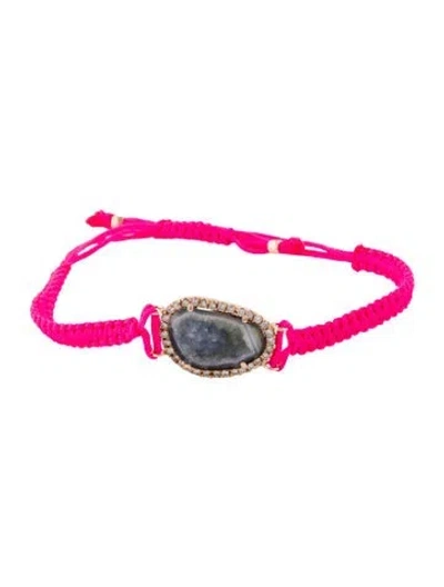 Pre-owned Kimberly Mcdonald 18k Diamond & Geode Station Bracelet, 8.25" In Pink