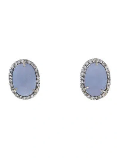 Pre-owned Kimberly Mcdonald 18k Druzy & Diamond Stud Earrings In Multi