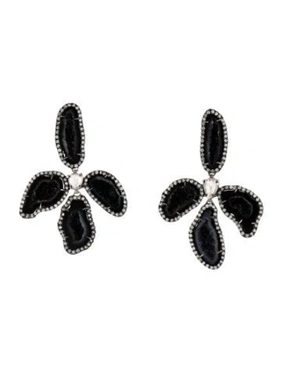 Pre-owned Kimberly Mcdonald 18k Druzy Geode & Diamond Orchid Drop Earrings In Multi
