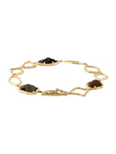 Pre-owned Kimberly Mcdonald 18k Druzy Geodes & Diamond Link Bracelet, 8" In Multi