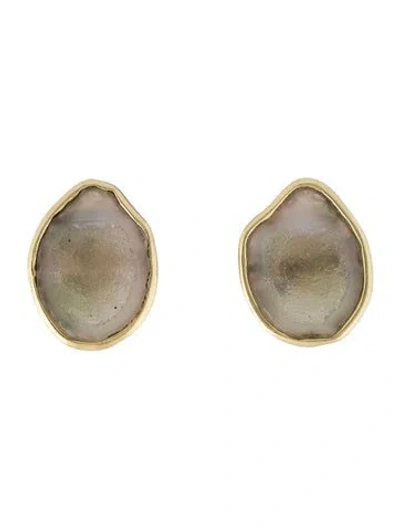 Pre-owned Kimberly Mcdonald 18k Druzy Stud Earrings In Multi