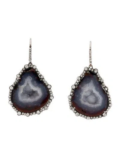 Pre-owned Kimberly Mcdonald 18k Geode & 1.04ctw Diamond Drop In Multi