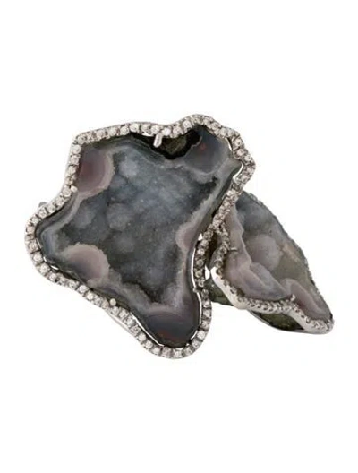 Pre-owned Kimberly Mcdonald 18k Geode & Diamond Cocktail Ring In Multicolor