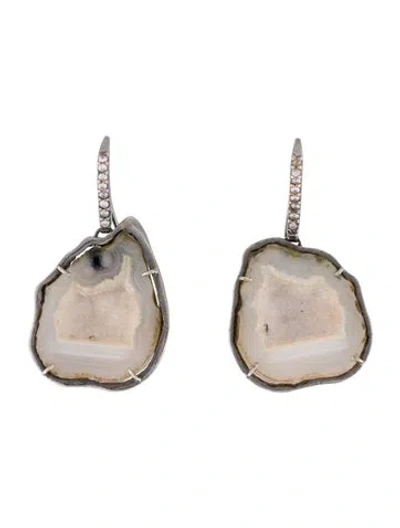 Pre-owned Kimberly Mcdonald 18k Geode & Diamond Drop Earrings In Multi