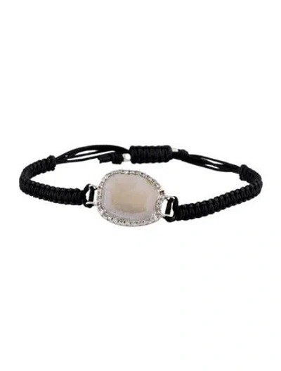 Pre-owned Kimberly Mcdonald 18k Geode & Diamond Macrame Bracelet, 7.75" In Multi