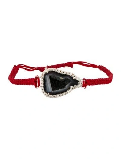 Pre-owned Kimberly Mcdonald 18k Geode & Diamond Macrame Bracelet, 8" In Multi