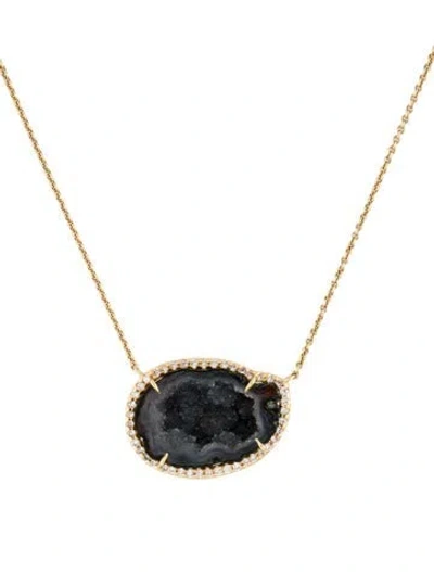 Pre-owned Kimberly Mcdonald 18k Geode & Diamond Pendant Necklace, 16" In Multicolor