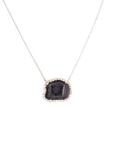 Pre-owned Kimberly Mcdonald 18k Geode & Diamond Pendant Necklace, 16" In Multicolor