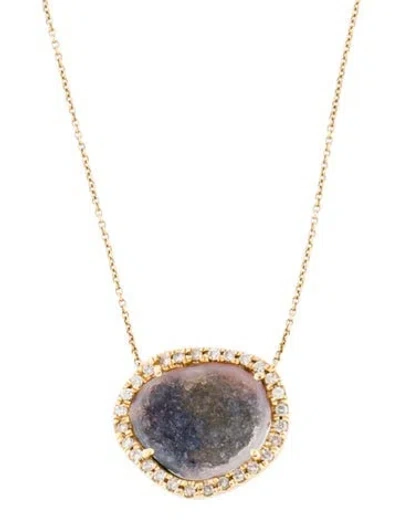 Pre-owned Kimberly Mcdonald 18k Geode & Diamond Pendant Necklace, 16.25" In Multi