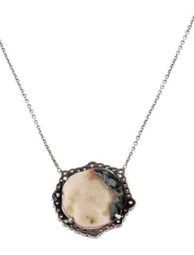 Pre-owned Kimberly Mcdonald 18k Geode And Diamond Pendant Necklace, 17" In Multi