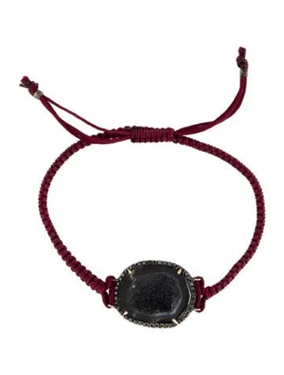 Pre-owned Kimberly Mcdonald 18k Geode & Diamond Station Bracelet, 7.5" In Red