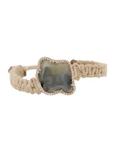Pre-owned Kimberly Mcdonald 18k Geode & Diamond Station Bracelet, 9" In Multi