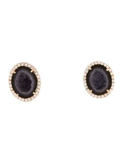 Pre-owned Kimberly Mcdonald 18k Geode & Diamond Stud Earrings In Multi
