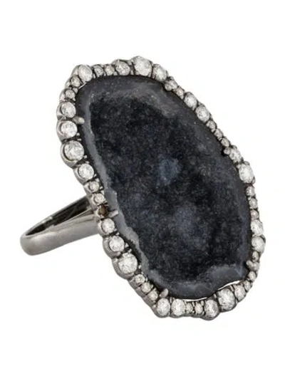 Pre-owned Kimberly Mcdonald 18k Geode Druzy Diamond Ring In Multi