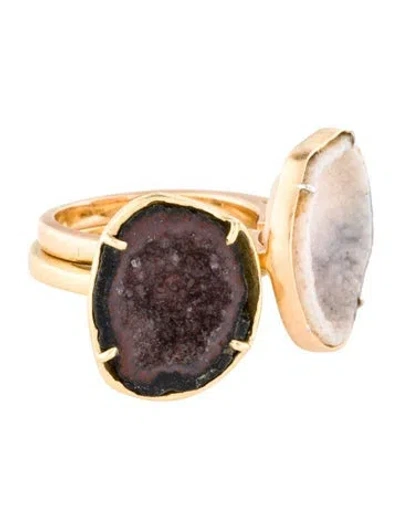 Pre-owned Kimberly Mcdonald 18k Geode Ring Set Rings In Multi