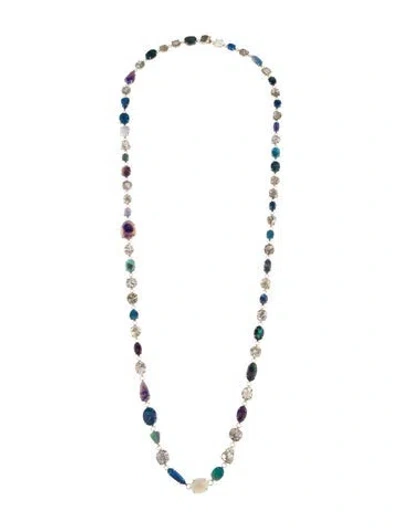 Pre-owned Kimberly Mcdonald 18k Opal & Diamond Station Necklace, 35" In Multicolor