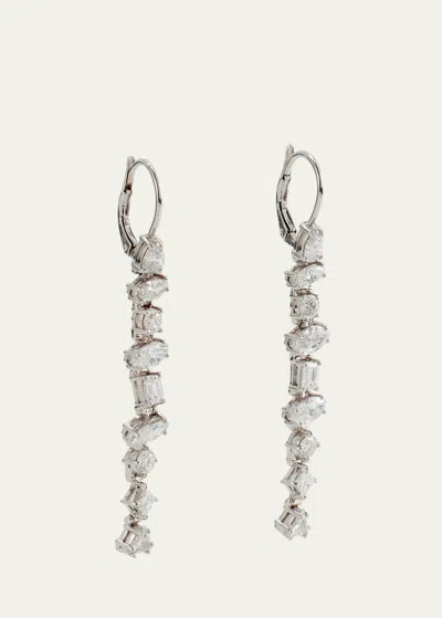 Kimberly Mcdonald 18k White Gold Irregular Linear Diamond Earrings In Metallic