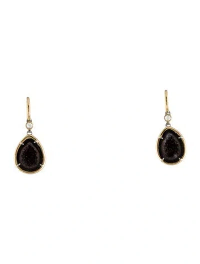 Pre-owned Kimberly Mcdonald Druzy & Diamond Drop Earrings In Multi