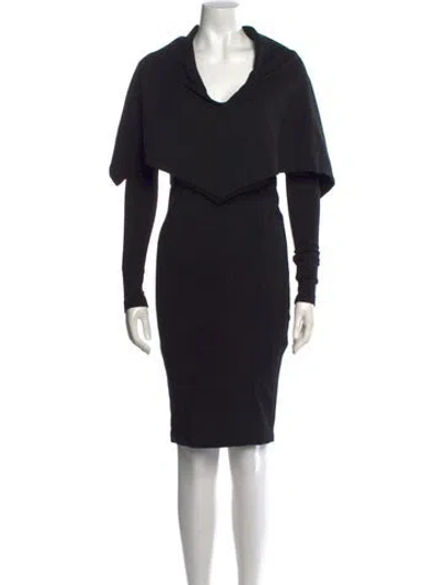Pre-owned Kimberly Ovitz Cowl Neck Knee-length Dress In Black