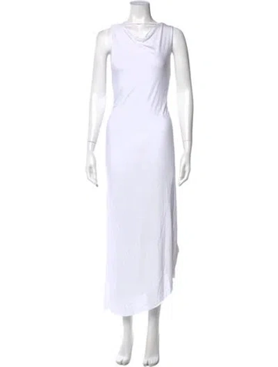 Pre-owned Kimberly Ovitz Cowl Neck Long Dress In White