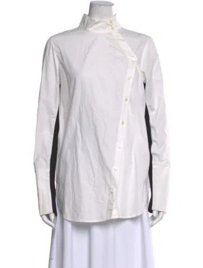 Pre-owned Kimberly Ovitz Long Sleeve Button-up Top In White