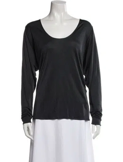 Pre-owned Kimberly Ovitz Scoop Neck Long Sleeve Top In Gray
